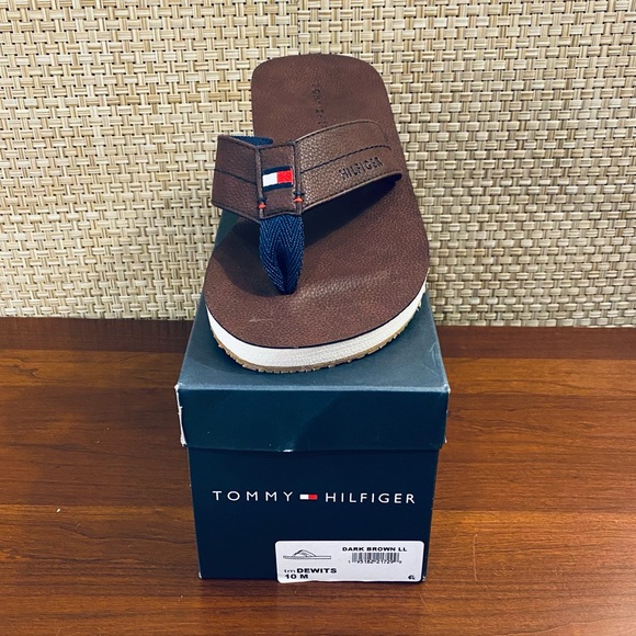 🌟5xHP🌟Tommy Hilfiger Microflag Brown Flip Flop - Picture 7 of 12